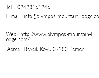 Olympos Mountain Lodge iletiim bilgileri
